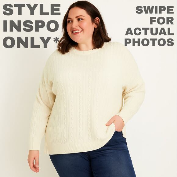 Elisabeth by Liz Claiborne, Size 2 – Ivory Cotton Cable Knit Sweater [0216] - Picture 2 of 9